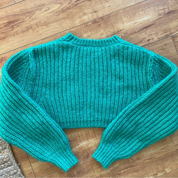 Zara Cropped Green Chunky Sweater - Picture 8 of 8